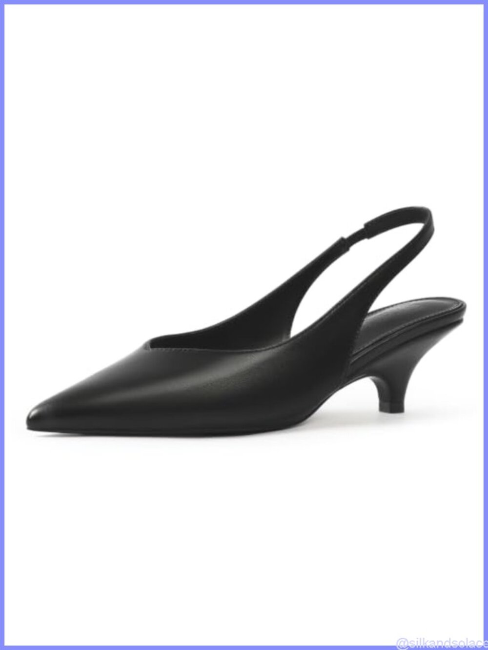 Women's Slingback Kitten Heels Pointy Toe Pumps Faux Leather